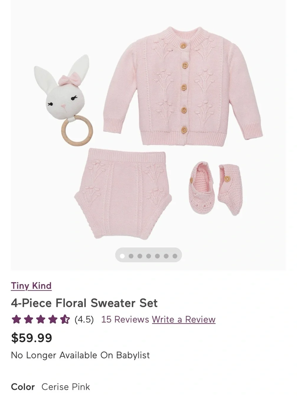Loomsake 4 piece floral sweater set cerise pink0-3M